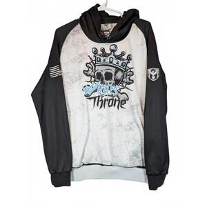 Combat Life Winter Throne Skull Graphic Hoodie Pullover Mens Small